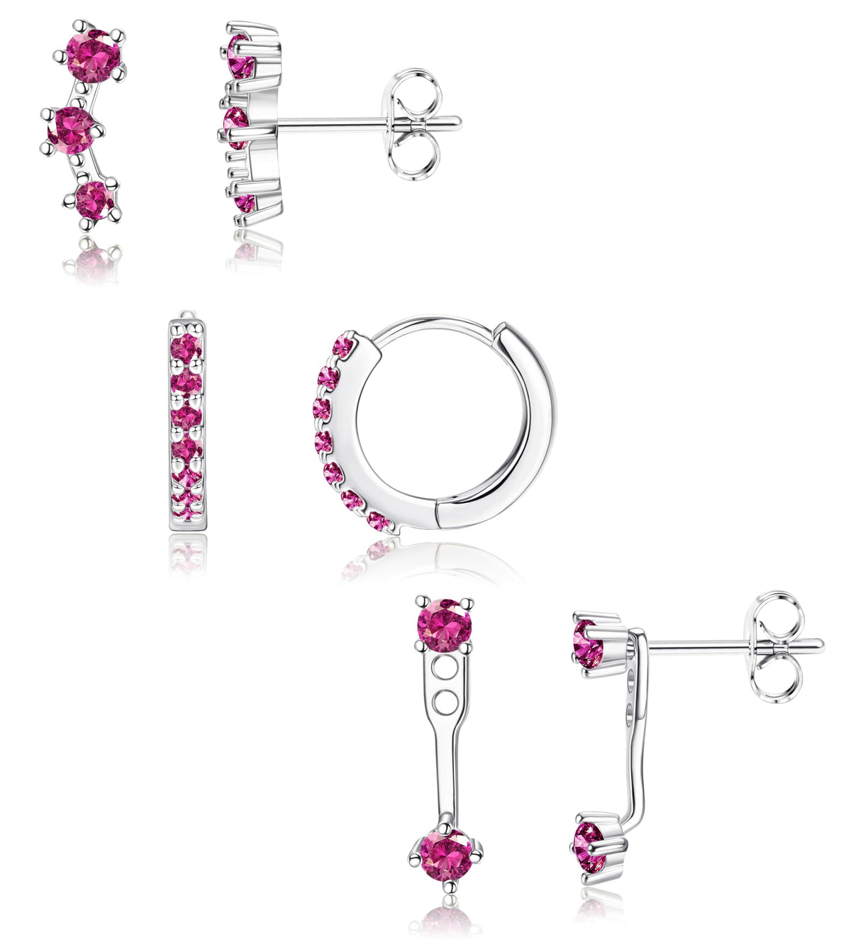 3 Pairs 925 Sterling Silver Hypoallergenic Earrings for Women Trendy - 14K Gold Plated Stud Hoop Cartilage Earrings Set Small Earring Stacks for Sensitive Ears Non Tarnish Dainty Silver Earring