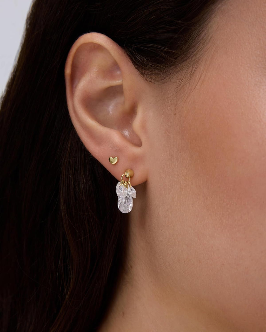 PAVOI 14K Gold Plated Dangle Flat Back Earrings for Women, CZ Stud Piercing | Hypoallergenic Earrings with 925 Sterling Silver Posts, Helix & Cartilage Screw Back Earrings with Cubic Zirconia