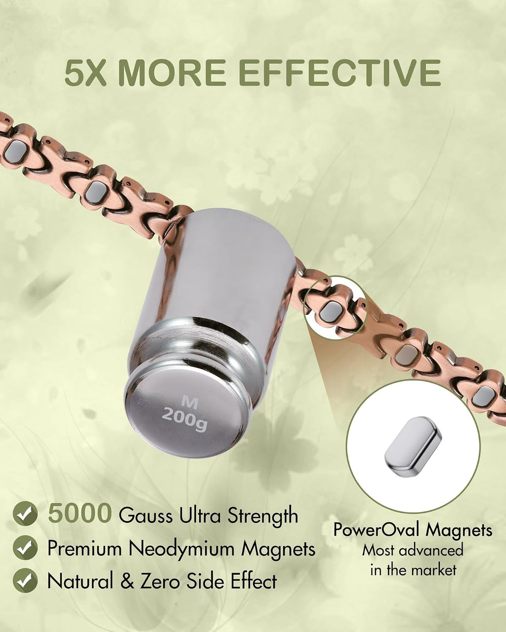 Feraco Pure Copper Bracelets for Women, Ultra Strength Magnetic Bracelet | Neodymium Magnets & Sparkling Cubic Zirconia, Adjustable, Infinite Clover Jewelry
