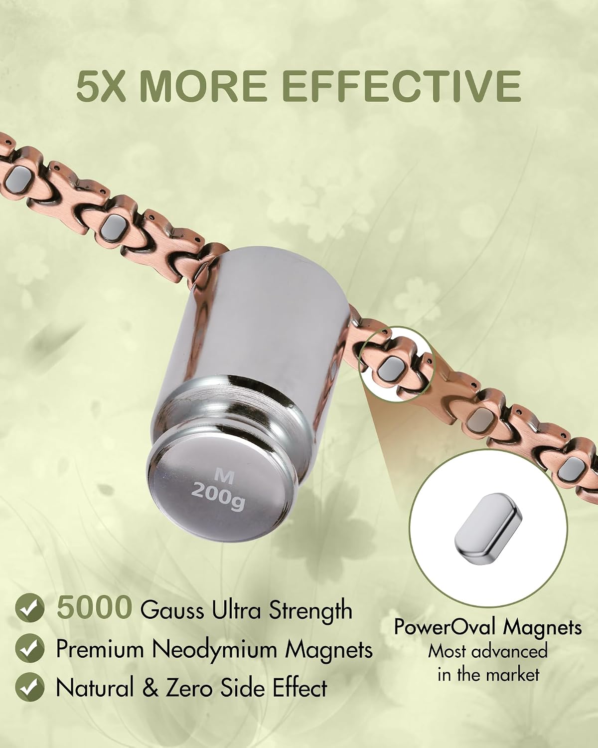 Feraco Pure Copper Bracelets for Women, Ultra Strength Magnetic Bracelet | Neodymium Magnets & Sparkling Cubic Zirconia, Adjustable, Infinite Clover Jewelry