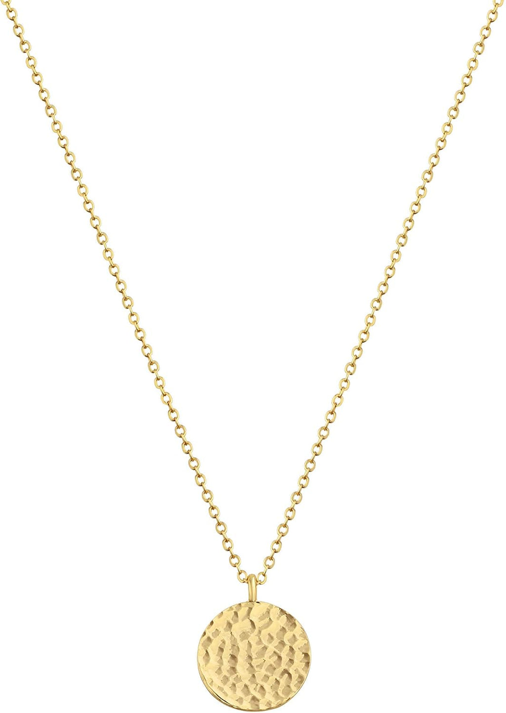 LOYATA Gold Pendant Necklaces for Women-Simple 14K Gold Round Circle Pendant Necklace Dainty Charm Necklace Jewelry Gifts for Women