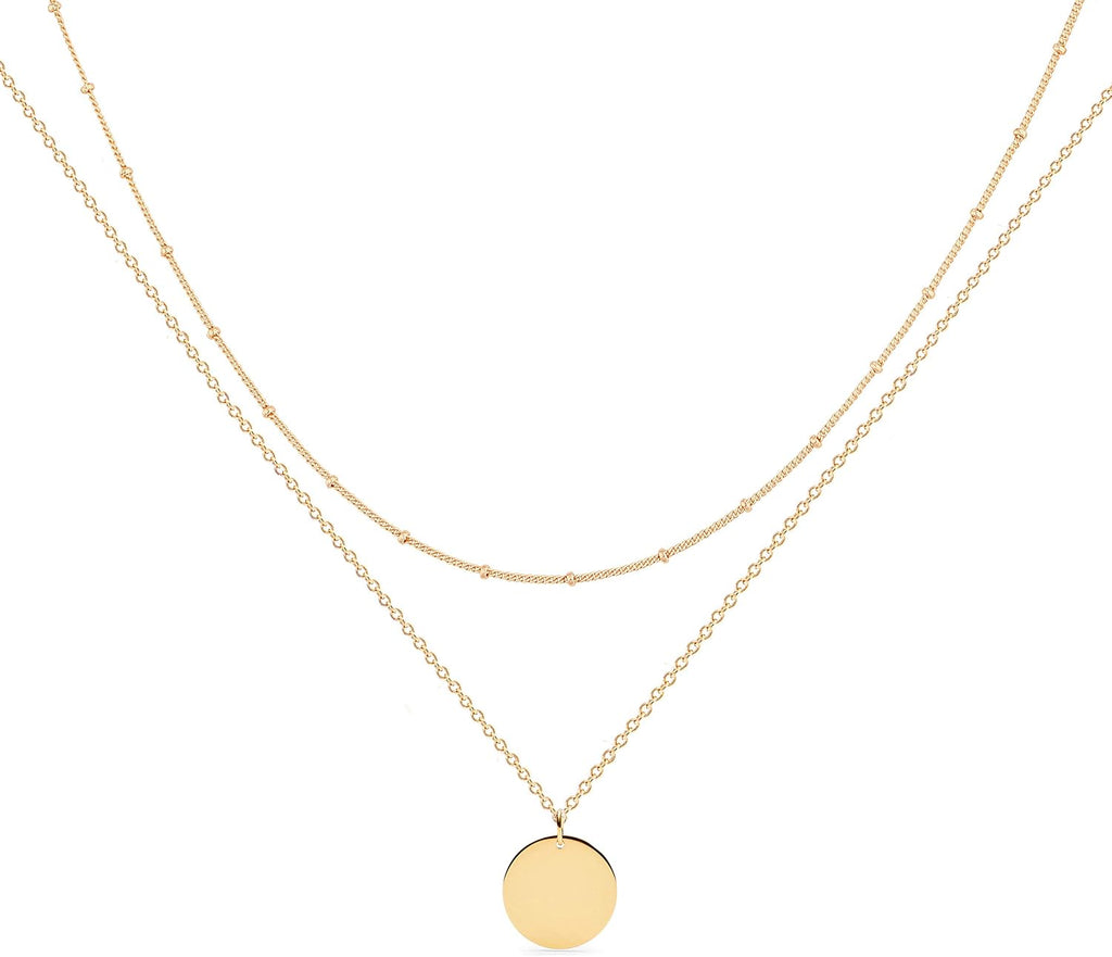 MEVECCO Dainty Pendant Layered Necklaces for Women | 18K Gold Plated Brass, 2-Piece Set With A Choker-Length Upper Layer, Wear Together Or Separately, Refined Everyday Style