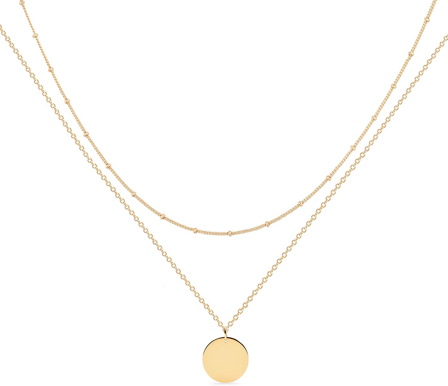 MEVECCO Dainty Pendant Layered Necklaces for Women | 18K Gold Plated Brass, 2-Piece Set With A Choker-Length Upper Layer, Wear Together Or Separately, Refined Everyday Style