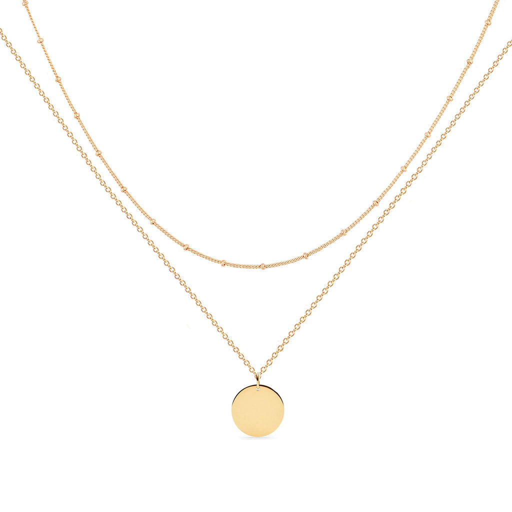 MEVECCO Dainty Pendant Layered Necklaces for Women | 18K Gold Plated Brass, 2-Piece Set With A Choker-Length Upper Layer, Wear Together Or Separately, Refined Everyday Style