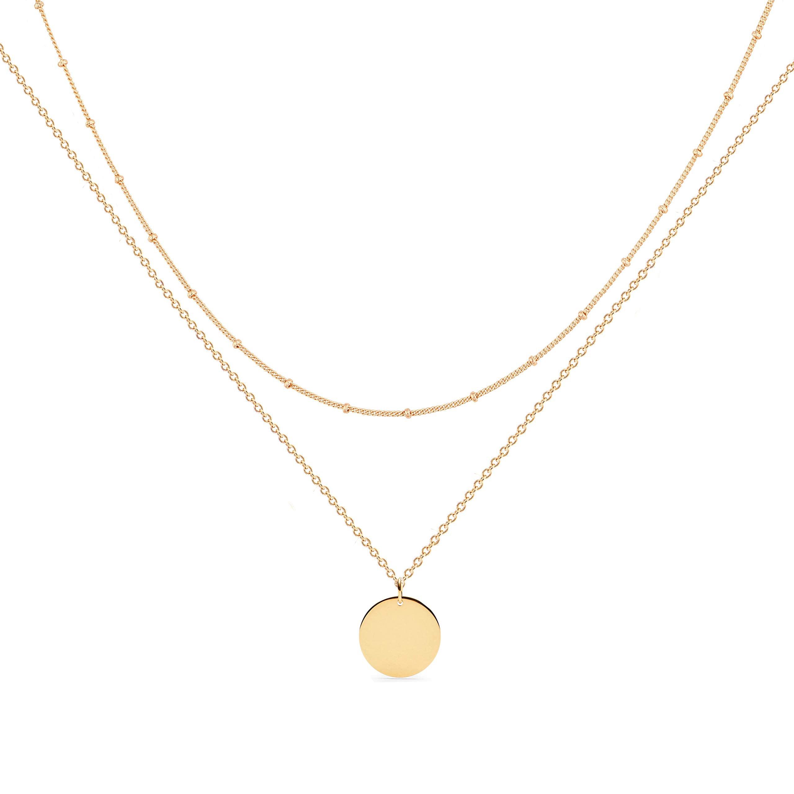 MEVECCO Dainty Pendant Layered Necklaces for Women | 18K Gold Plated Brass, 2-Piece Set With A Choker-Length Upper Layer, Wear Together Or Separately, Refined Everyday Style