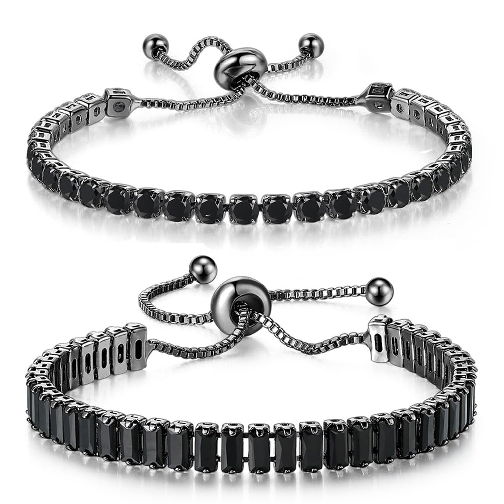 GEMOSA Tennis Bracelets for Women White Gold Plated Diamond | AAA+ Cubic Zirconia CZ Dainty Classic Adjustable Slider Bracelet Silver Fashion Jewelry Wedding Gift