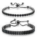 GEMOSA Tennis Bracelets for Women White Gold Plated Diamond | AAA+ Cubic Zirconia CZ Dainty Classic Adjustable Slider Bracelet Silver Fashion Jewelry Wedding Gift