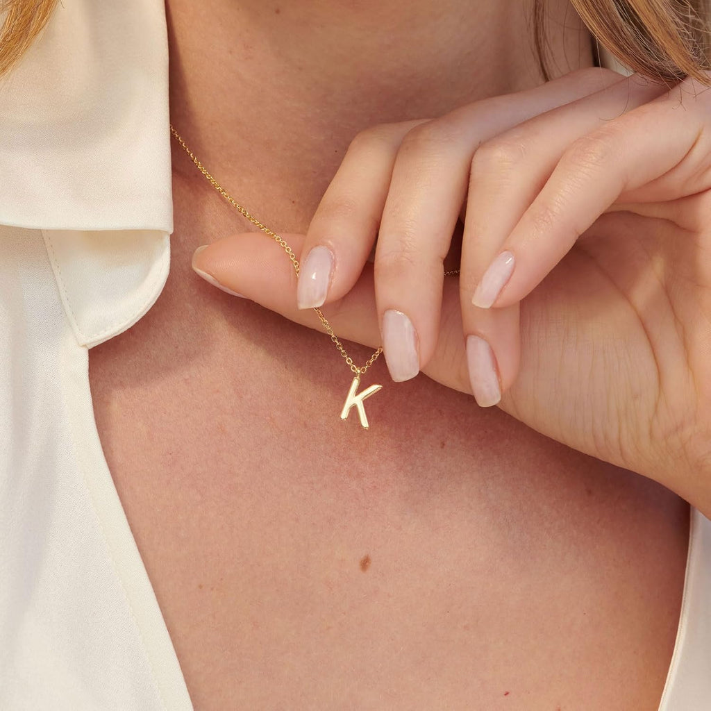 HANLI Initial Necklaces for Women - 14k Gold Plated Dainty Letter Necklace Alphabet A-Z Necklace Personalized Monogram Name Necklaces for Women Jewelry Gifts for Her