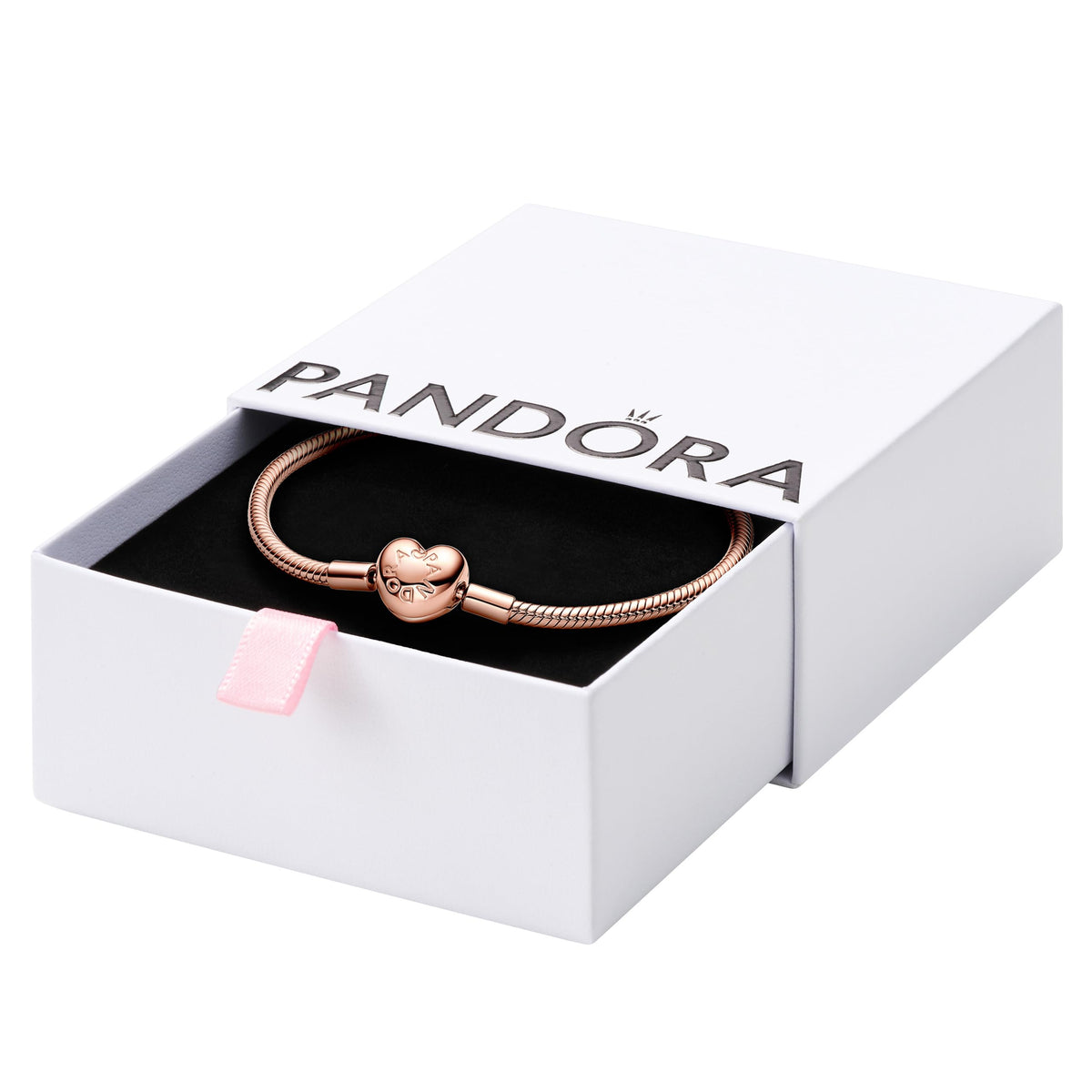 PANDORA Heart Clasp Snake Chain Bracelet - Heart Clasp - Romantic Jewelry for Her with Gift Box - Compatible Moments Charms