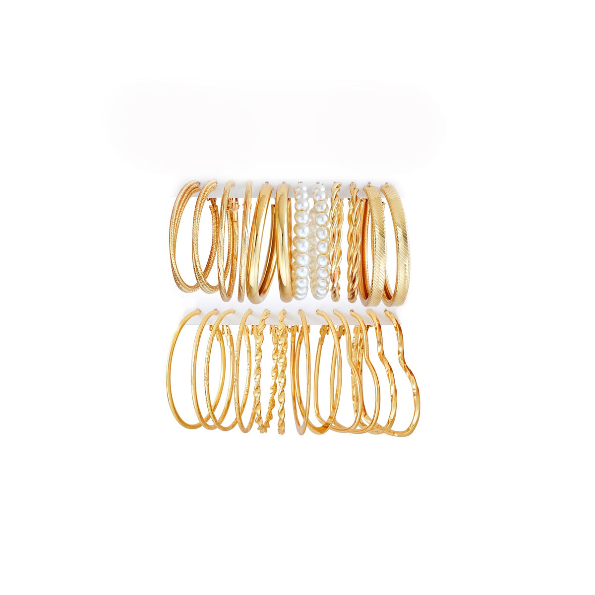 12 Pairs Chunky Gold Hoop Earrings for Women Trendy, Gold Plated Lightweight Hypoallergenic Stack, Thick Open Twisted Huggie Hoops Earring Set
