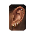 M MOOHAM 9 Pairs Flat Back Earring Stack Set for Women Teen Girls | Hypoallergenic Earrings, 14K Gold Plated Huggie Hoop Stud Earring, Small Cute Bow Cartilage Earrings, Trendy Jewelry Gifts