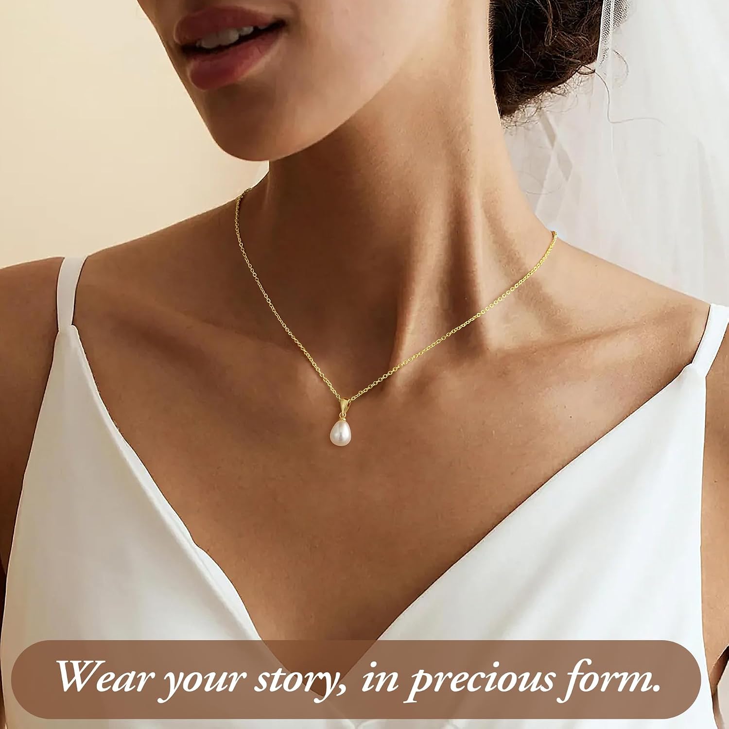 Yoosteel Gold Pearl Necklaces for Women, 14K Gold Plated Pearl Jewelry | Dainty Gold Plated Pearl Choker Pendant, Simple Elegant Necklaces for Women Trendy, Bridesmaid Wedding Gifts Jewelry