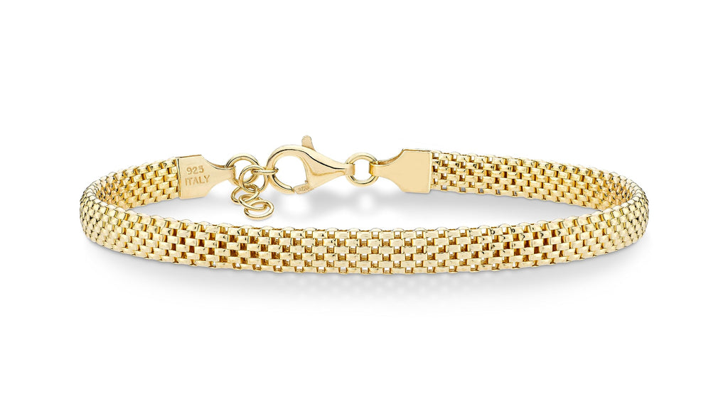 Miabella Italian 18K Gold Over 925 Sterling Silver 5mm Mesh Bracelet Women | Gold Plated Sterling Silver Option, Link Chain, Fine Jewelry, Made in Italy