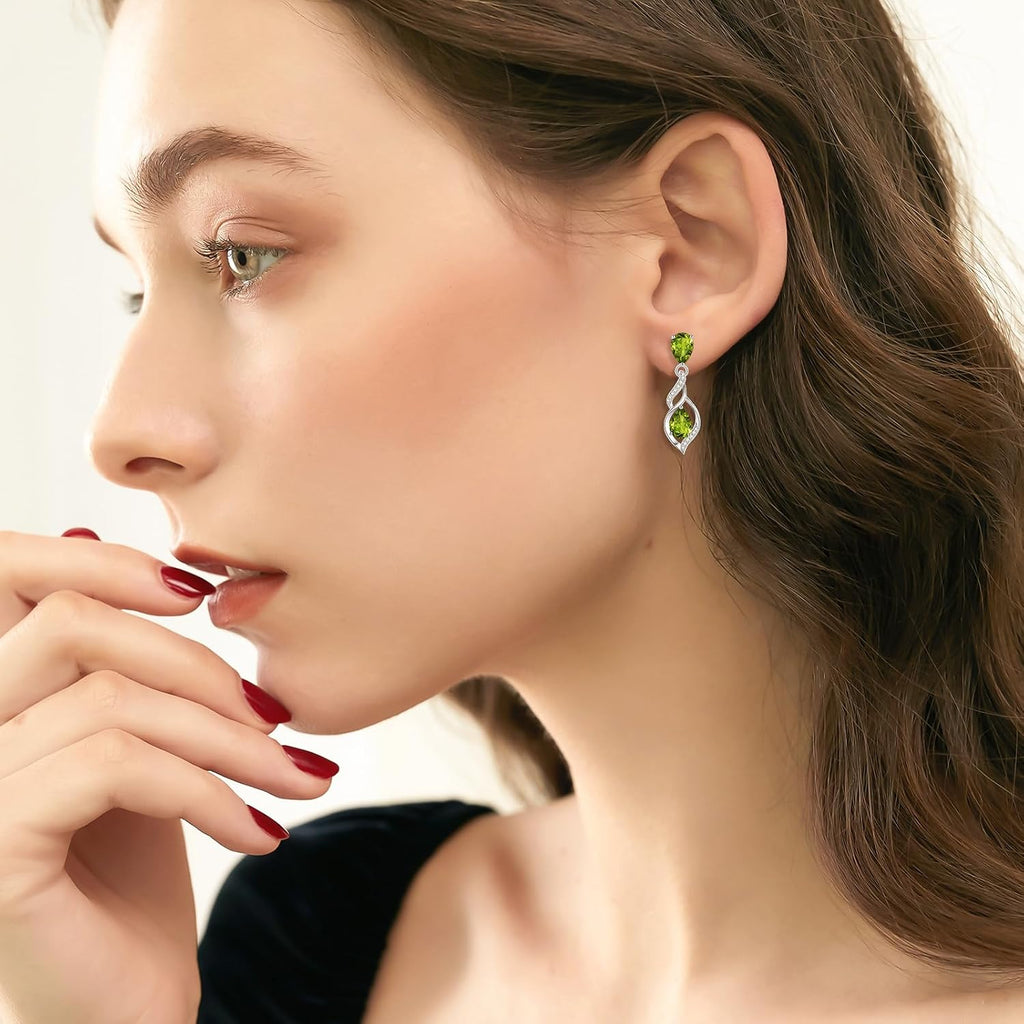 FANCIME Gift for Women Birthstone Earrings for Women Teardrop Cubic Zirconia Earrings S925 Sterling Silver infinity Love Birthday Gifts for Mom Women