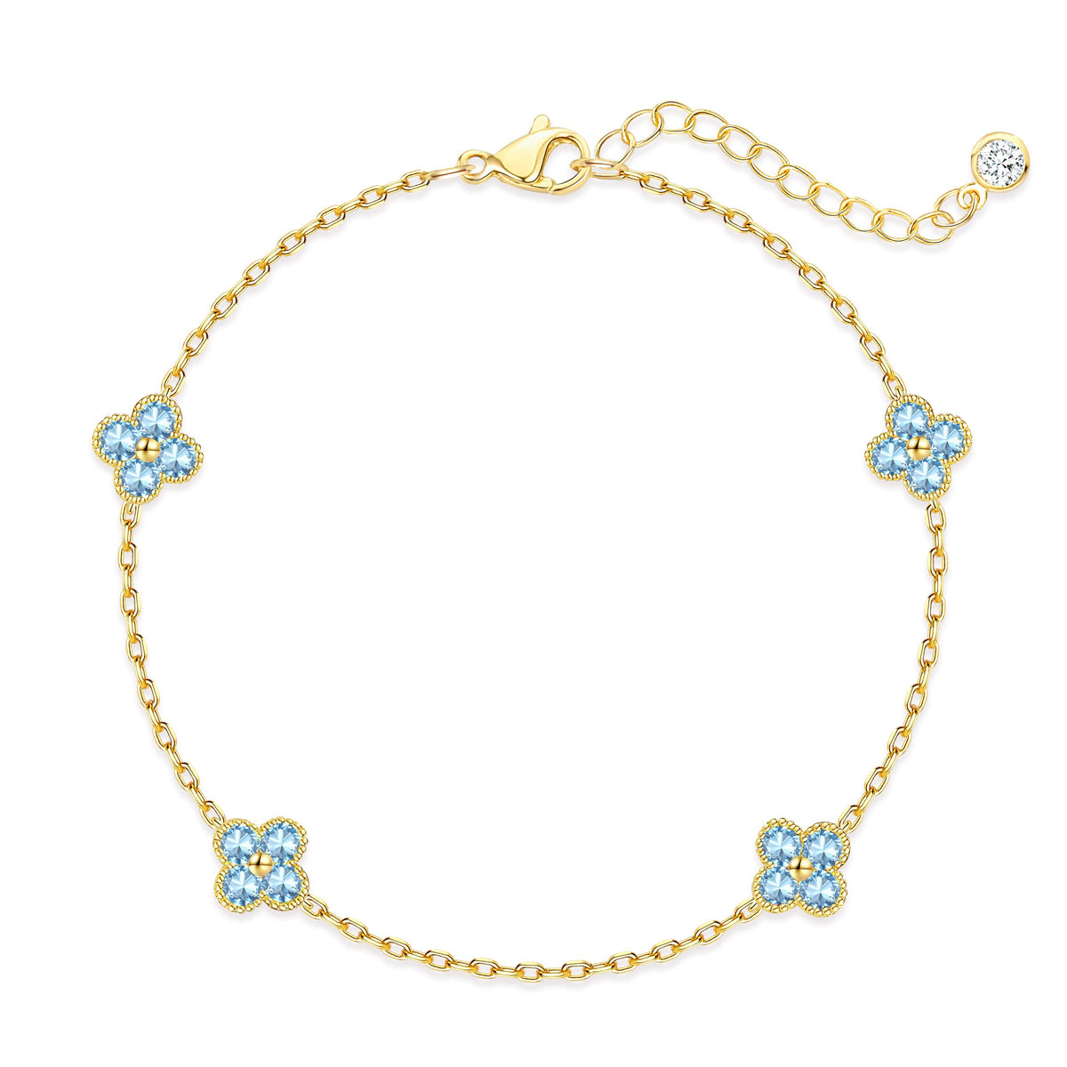 Birthstone Gold Clover Bracelet for women Dainty Cute bracelets | 14K Gold Plated,Friendship Stackable Bracelets for Women No Tarnish,Trendy Charm Best Friend Bracelet Stack,Birthday Jewelry
