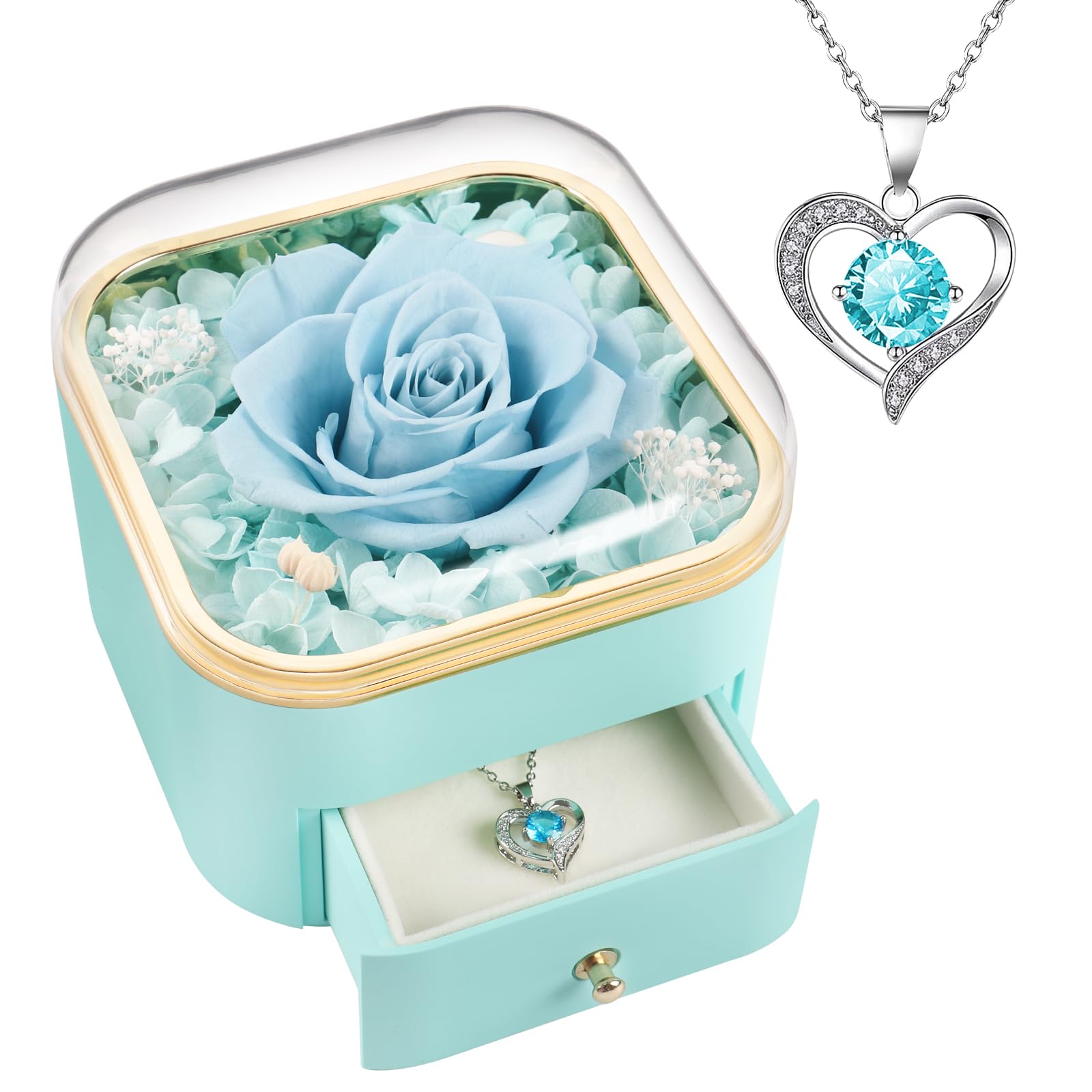 Beferr Birthday Gifts for Women Preserved Real Rose with Necklace Eternal Purple Roses Forever Flowers for Delivery Anniversary Mothers Day Flower Gifts for Mom Wife Grandma Daughter Her Girlfriend