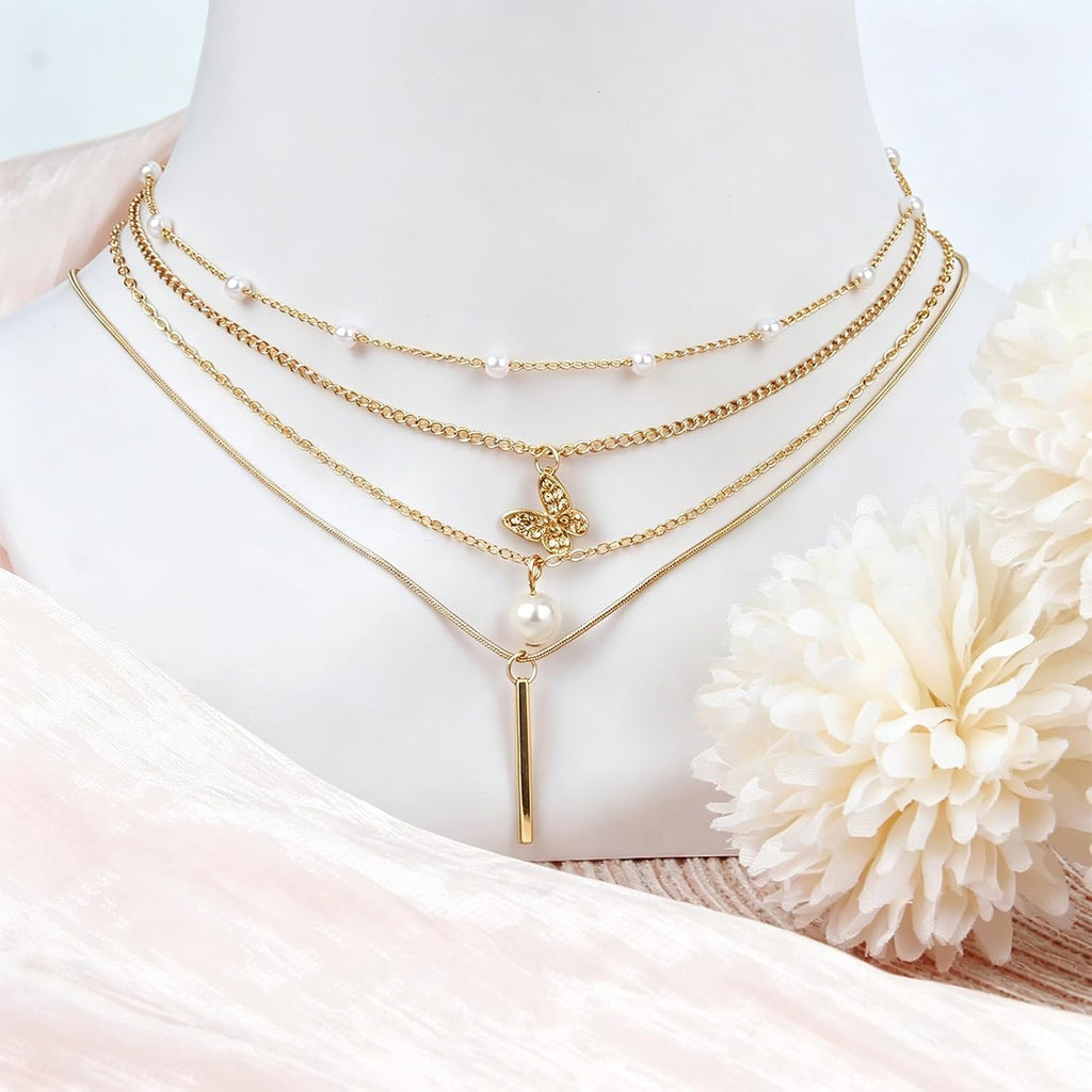 18 Pcs Y2K Necklace Set for Women | Y2K Jewelry and Grunge Necklace Pack, Cross, Heart, Butterfly, Star, Moon Pendants, Pearl Chain, Emo Necklace Layered Set