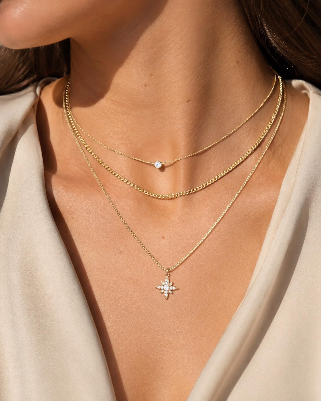 Gold Necklace Stack, Layered Gold Necklaces for Women Jewelry Set | 14K Gold Plated, Separate Chains, Pendant, Dainty, Non Tarnish, Delicate, Chain, Multi, Gift