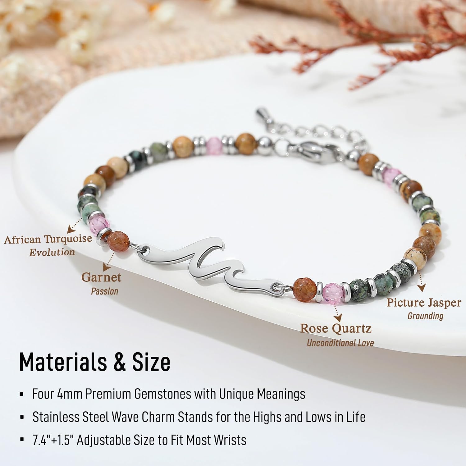 TONY & SANDY Friend Gifts for Women, Unique Birthday Gifts for Women, Sister Gift from Sister, Wave Bracelet, Christmas Stocking Stuffers for Woman Female, Bestie Friendship Bracelets