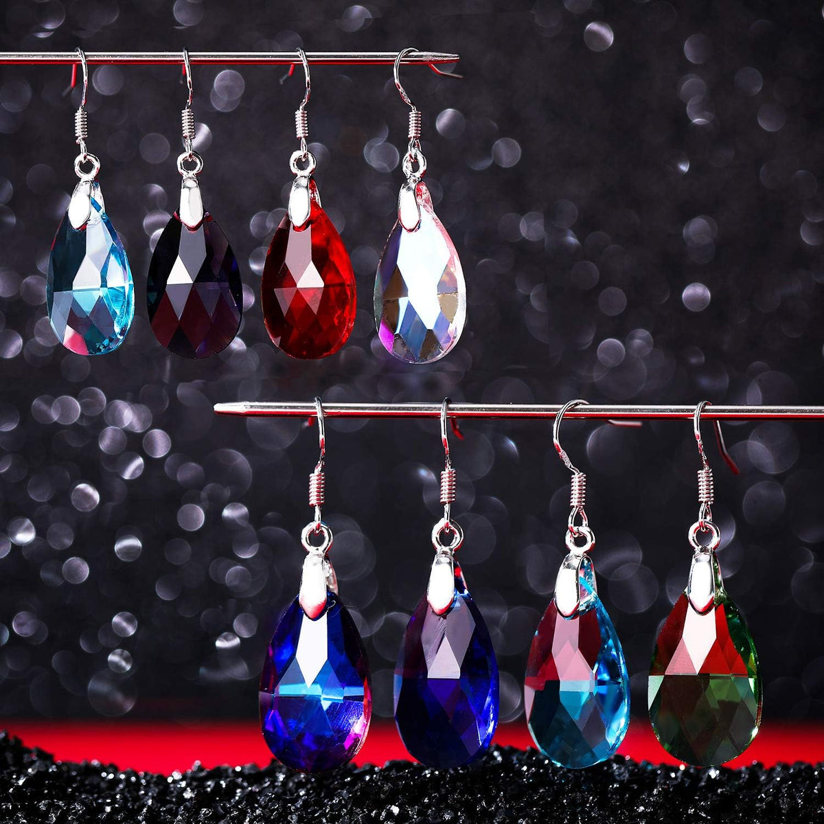 9 Pairs Drop Dangle Earrings for Women Multicolor Crystal Teardrop Dangle Halloween Drop Earring Crystal Jewelry