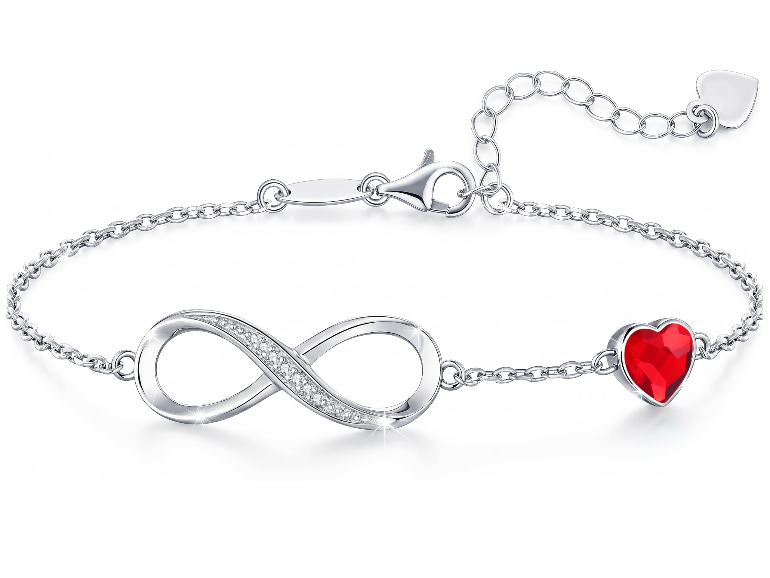 CDE 925 Sterling Silver Infinity Birthstone Bracelet Jewelry Gift for Women | Hypoallergenic,Non Tarnish,Heart CZ,Nickel-Free & Lead-Free,Anniversary Christmas Birthday Idea Gifts for Wife Girlfriend Her