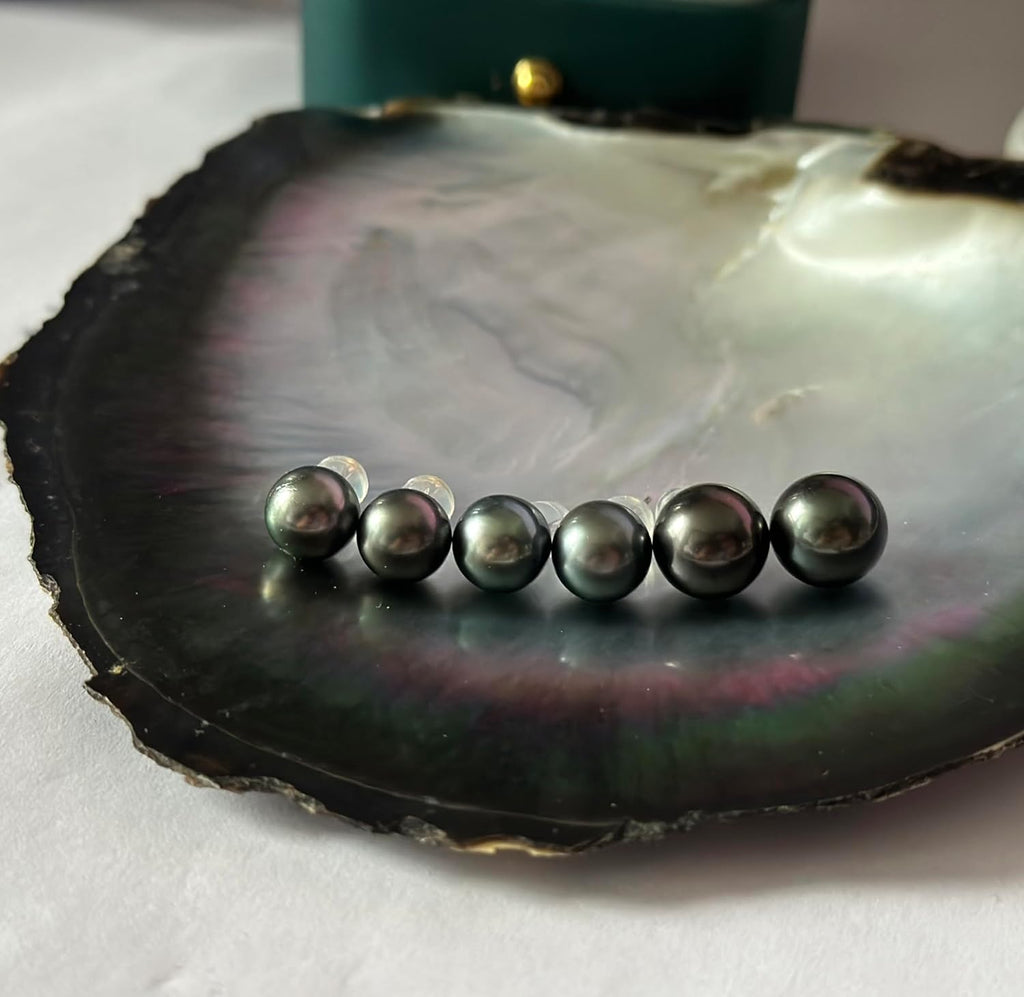 Gifts for Wife Anniversary 18K Gold Pearl Stud Earrings for Women- Genuine Handpicked Nature Tahitian Black Pearls Earring- Birthday Christmas Mothers Day Valentine's Jewelry Gifts