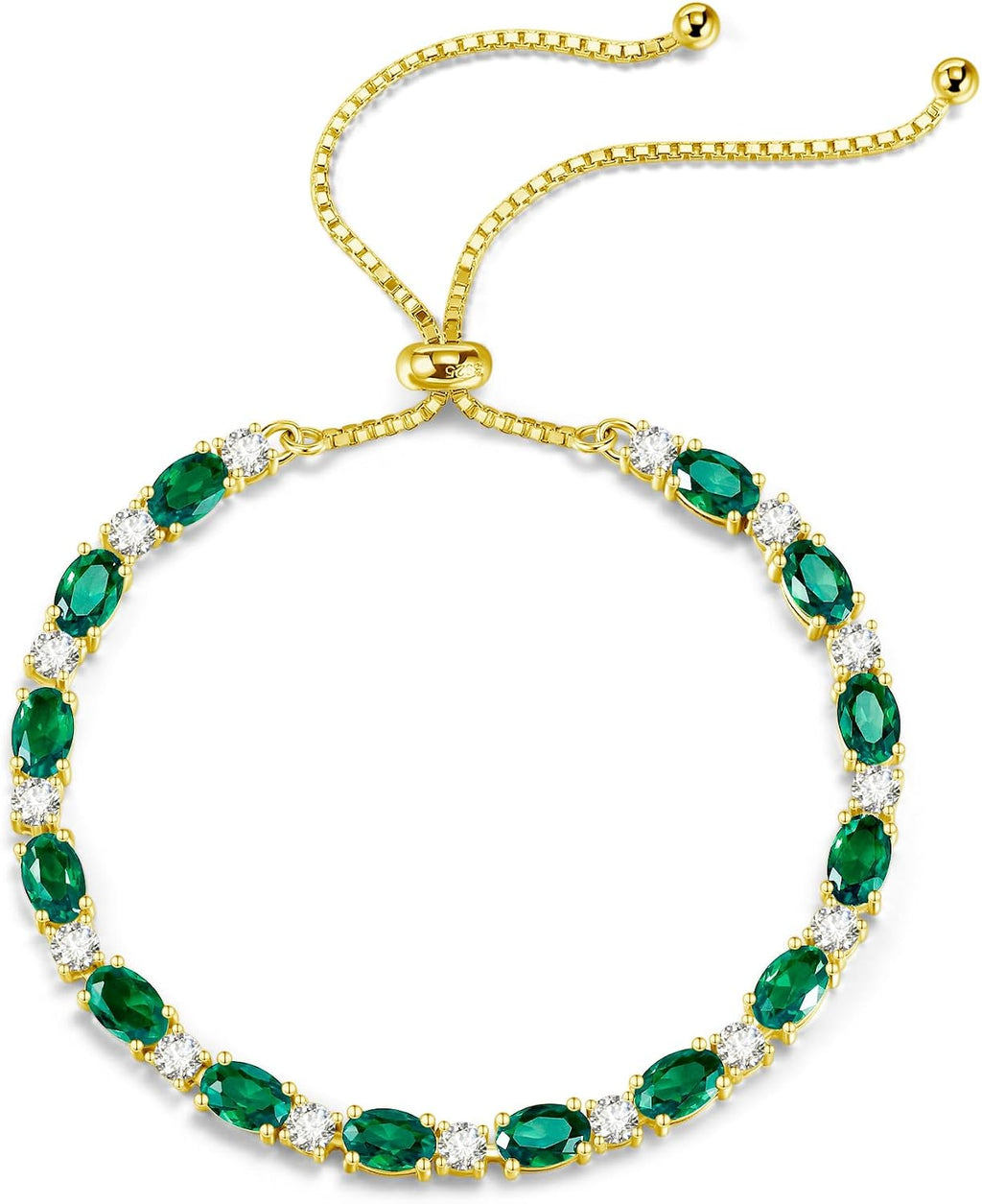 FANCIME 14K Gold Plated Sterling Silver Birthstone Bolo Tennis Bracelets