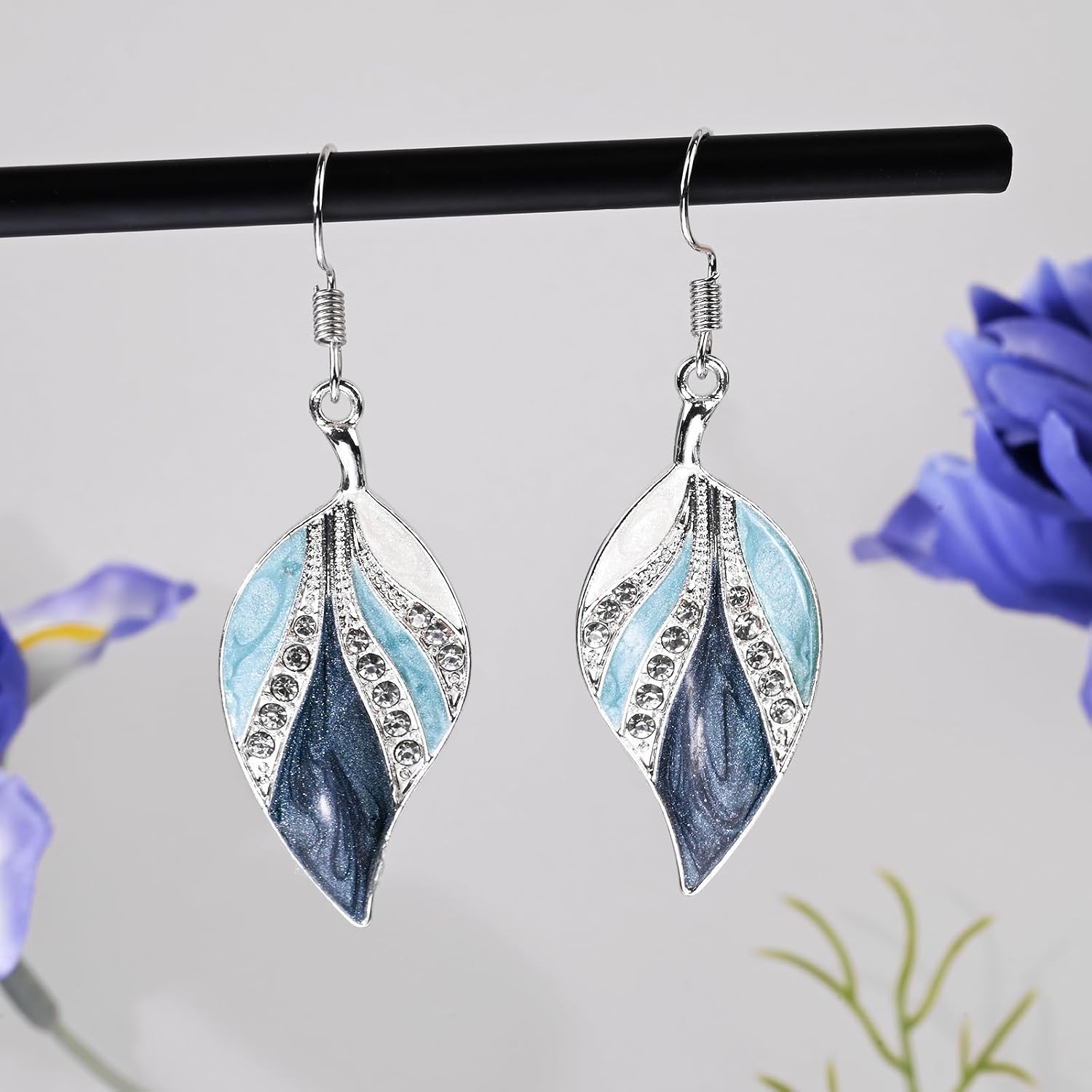 Leaf Dangle Earrings for Women Enamel Boho Teardrop Dangling Bohemian Tropical Earrings Plant Jewelry for Vacation