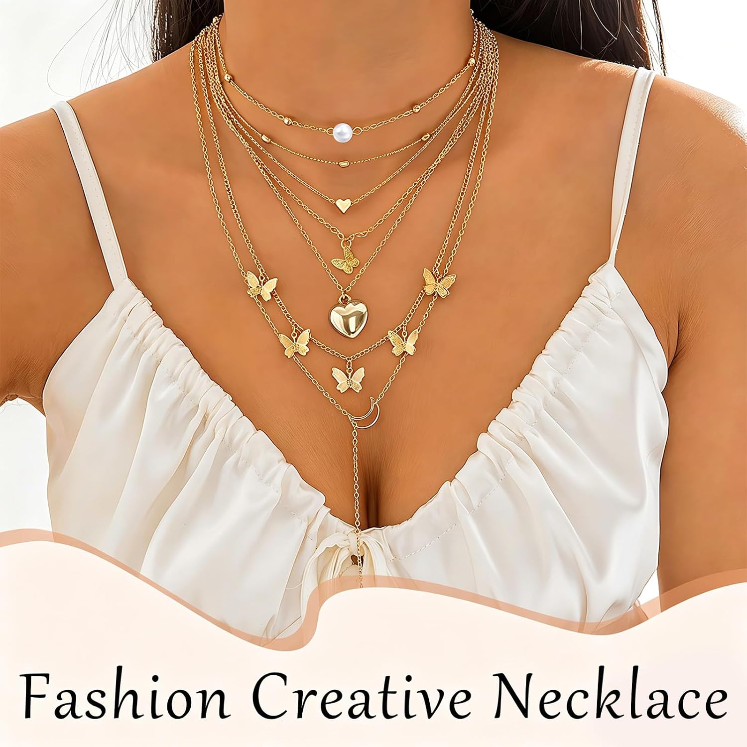 18 Pcs Y2K Necklace Set for Women | Y2K Jewelry and Grunge Necklace Pack, Cross, Heart, Butterfly, Star, Moon Pendants, Pearl Chain, Emo Necklace Layered Set