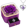 Beferr Birthday Gifts for Women Preserved Real Rose with Necklace Eternal Purple Roses Forever Flowers for Delivery Anniversary Mothers Day Flower Gifts for Mom Wife Grandma Daughter Her Girlfriend