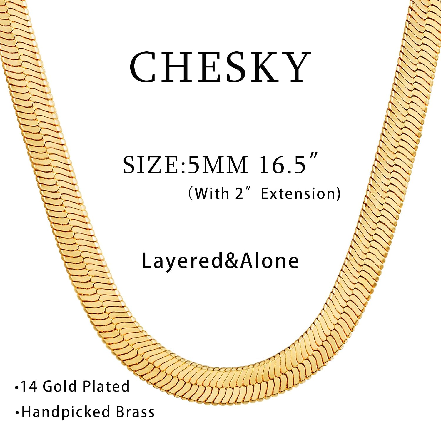 CHESKY Gold Necklace for Women 14K Plated/S925 sterling silver Snake Chain | Dainty Gold Necklace,Thin Chunky Chain,Simple Choker Necklaces for Women,Non tarnish Trendy Jewelry, Gifts for Women