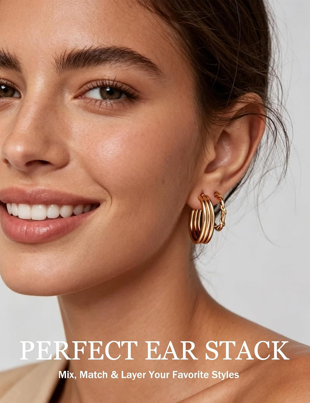 18 Pairs Gold Hoop Earrings for Women, Chunky Statement Hoops Set | Hypoallergenic, Earrings Pack, Open Hoops, Pearl, Twisted, Multiple Sizes, Lightweight for Daily Wear, Ideal Gift