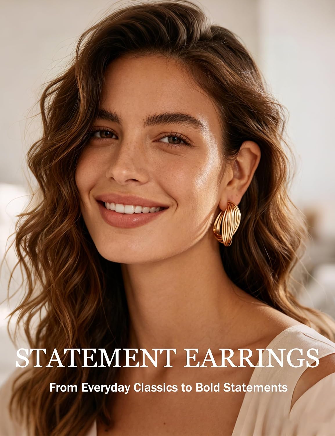 18 Pairs Gold Hoop Earrings for Women, Chunky Statement Hoops Set | Hypoallergenic, Earrings Pack, Open Hoops, Pearl, Twisted, Multiple Sizes, Lightweight for Daily Wear, Ideal Gift