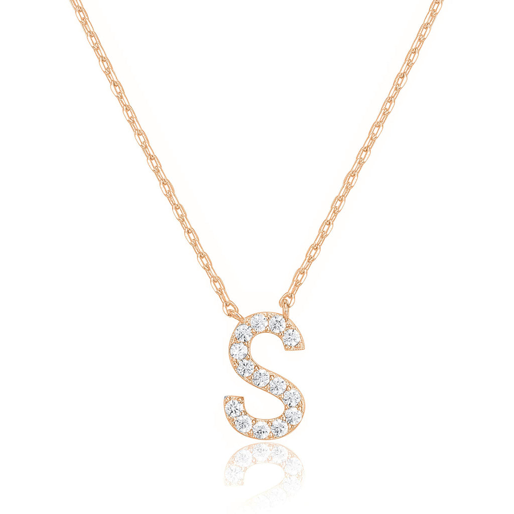 PAVOI Initial Necklace for Women, 14K Gold Plated Cubic Zirconia Pendant | Letter Necklace for Women, Name Necklace, Necklace with Initials