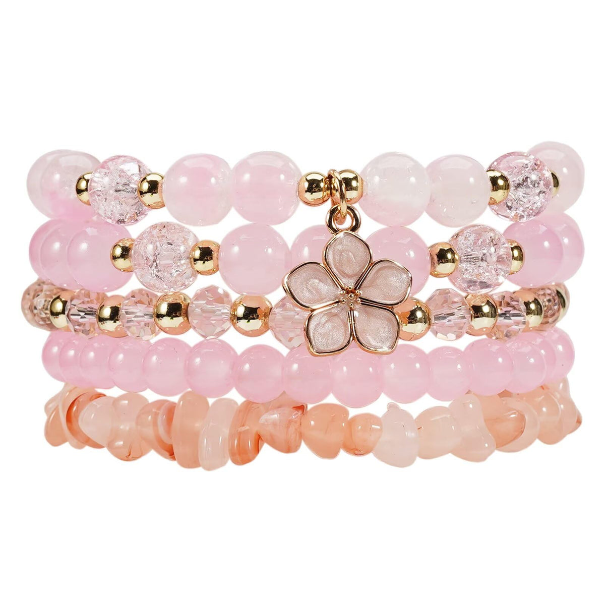 4 Pcs Cute Butterfly Charm Bracelets Set Gold Beaded Stackable Stretch Bracelets Bohemian Summer Jewelry Gifts for Women