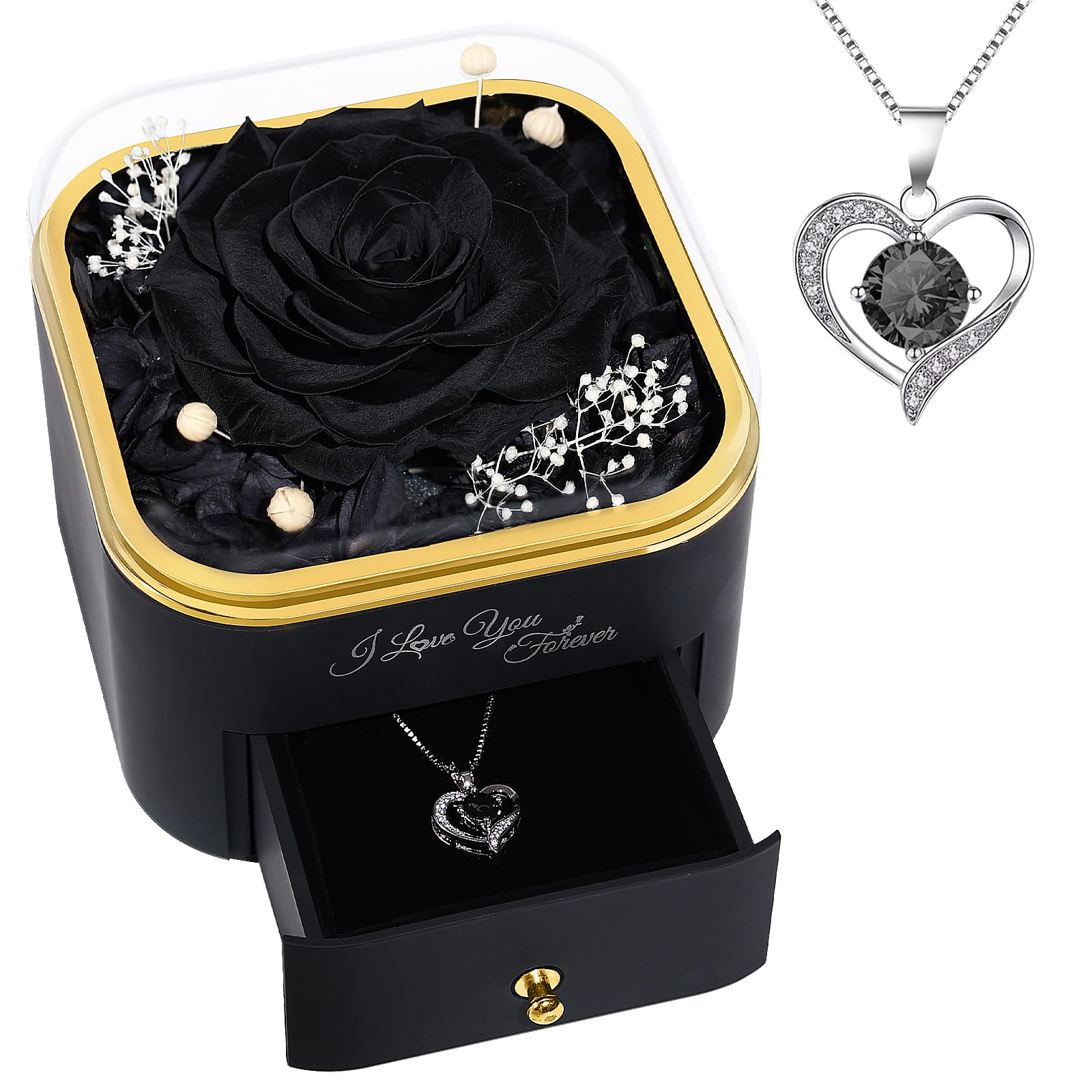 Beferr Birthday Gifts for Women Preserved Real Rose with Necklace Eternal Purple Roses Forever Flowers for Delivery Anniversary Mothers Day Flower Gifts for Mom Wife Grandma Daughter Her Girlfriend
