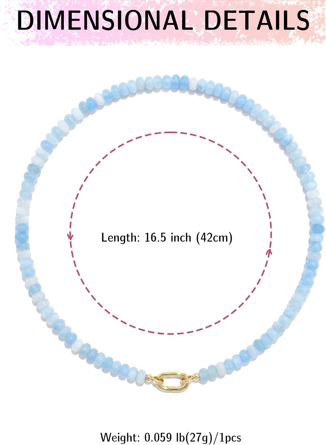 CONRAN KREMIX Colorful Stone Beaded Necklace for Women,Natural Gemstone Bead Choker Necklaces Boho Summer Beach Layering Necklace Jewelry Gift for Women
