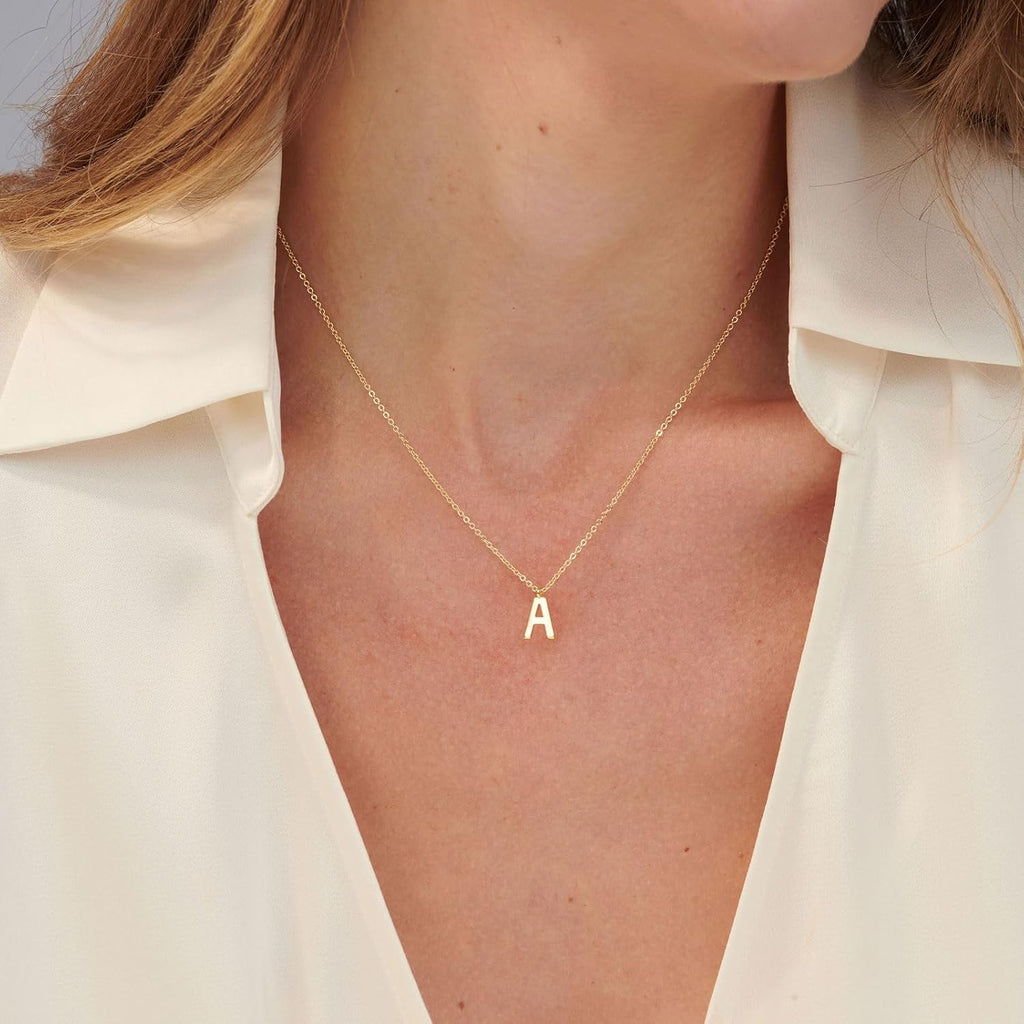 HANLI Initial Necklaces for Women - 14k Gold Plated Dainty Letter Necklace Alphabet A-Z Necklace Personalized Monogram Name Necklaces for Women Jewelry Gifts for Her