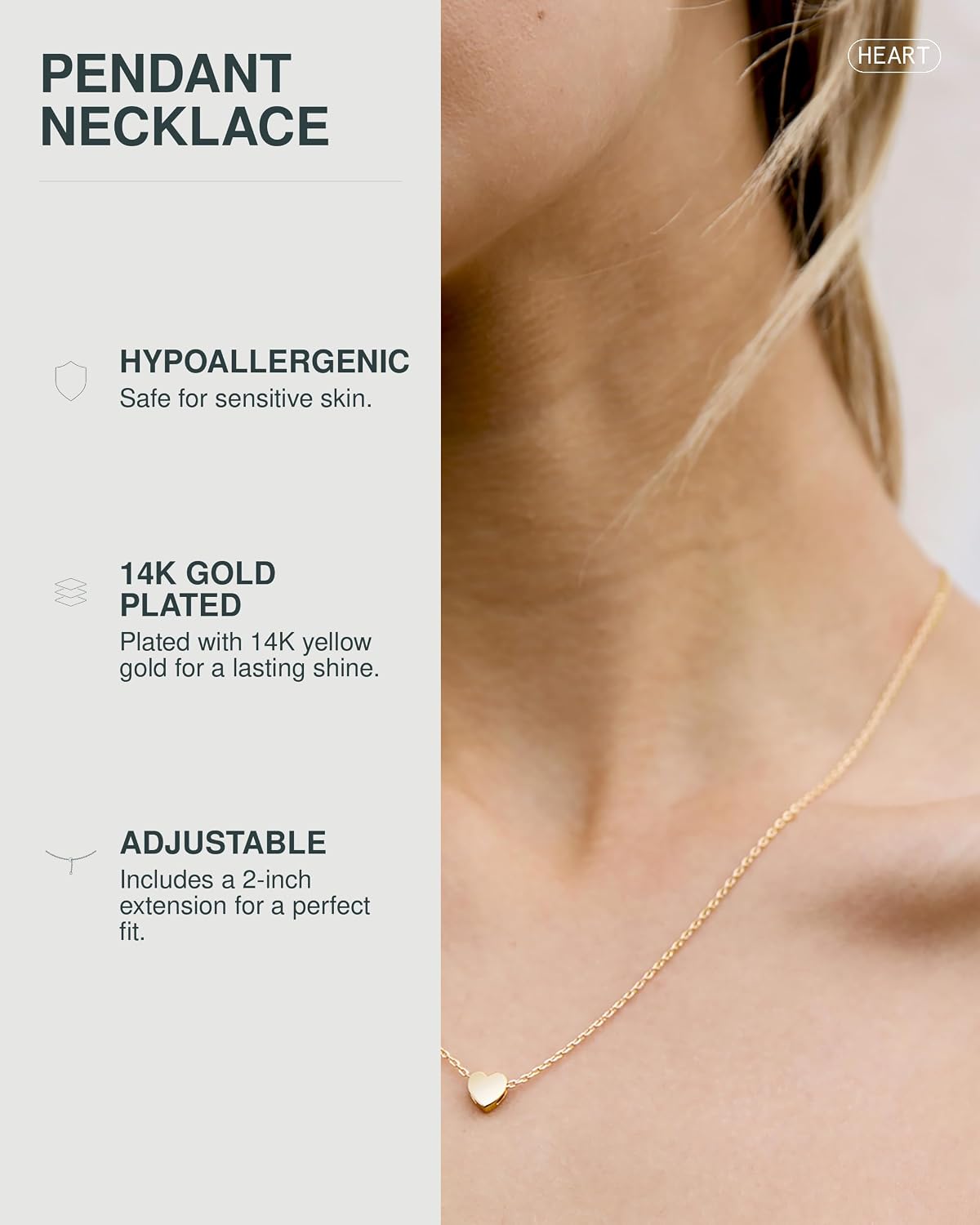 PAVOI 14K Gold Plated Heart Necklaces for Women, Cubic Zirconia Pendant | Cute Dainty Heart Pendants with Cubic Zirconia, Love Jewelry Gifts