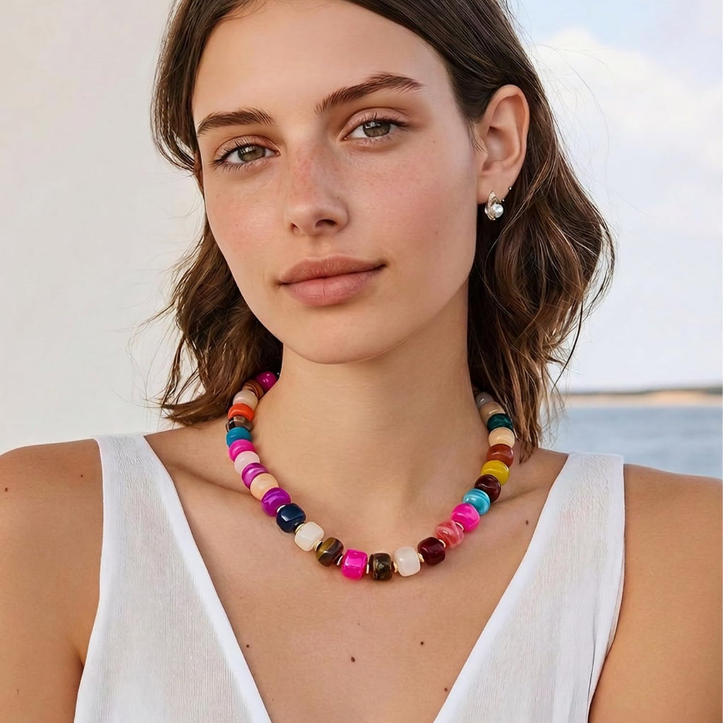 LILIE&WHITE Resin Chunky Beaded Necklace for Women Minimalistic Modern Statement Necklace Jewelry Accessories