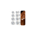 4 Pairs Silver Stud Earrings for Women, 18K Silver Plated Hypoallergenic Premium Cubic Zirconia Earrings, Halo Round Square Stud Earrings Set for Women Men