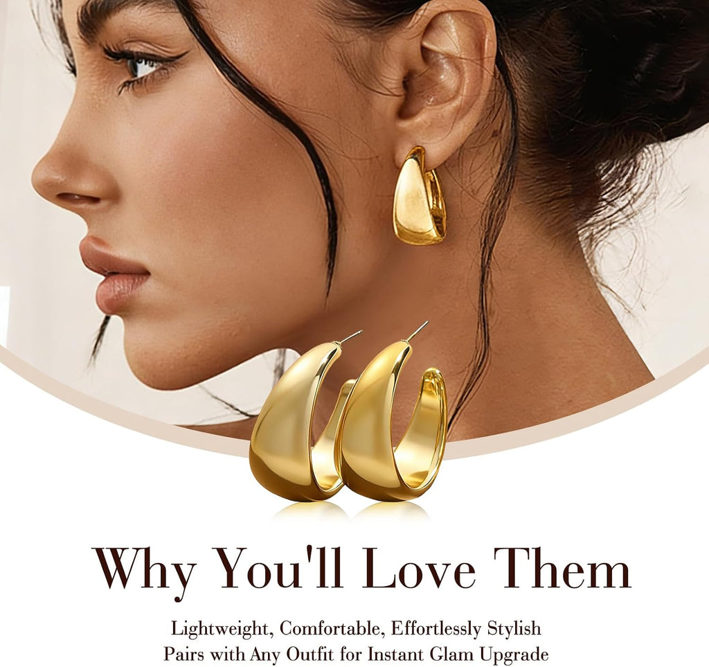 30 Pairs Chunky Gold Hoop Earrings for Women, Multipack Jewelry for Gift | Multiple Styles, Stack, lightweight, 14K Gold-plated, Hypoallergenic, Plastic Material, Great for Party/Gathering/Wedding
