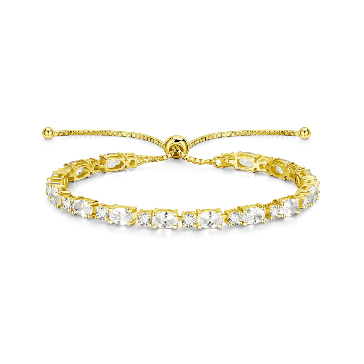 FANCIME 14K Gold Plated Sterling Silver Birthstone Bolo Tennis Bracelets