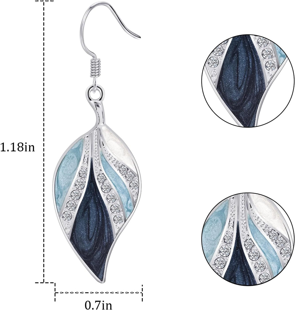 Leaf Dangle Earrings for Women Enamel Boho Teardrop Dangling Bohemian Tropical Earrings Plant Jewelry for Vacation