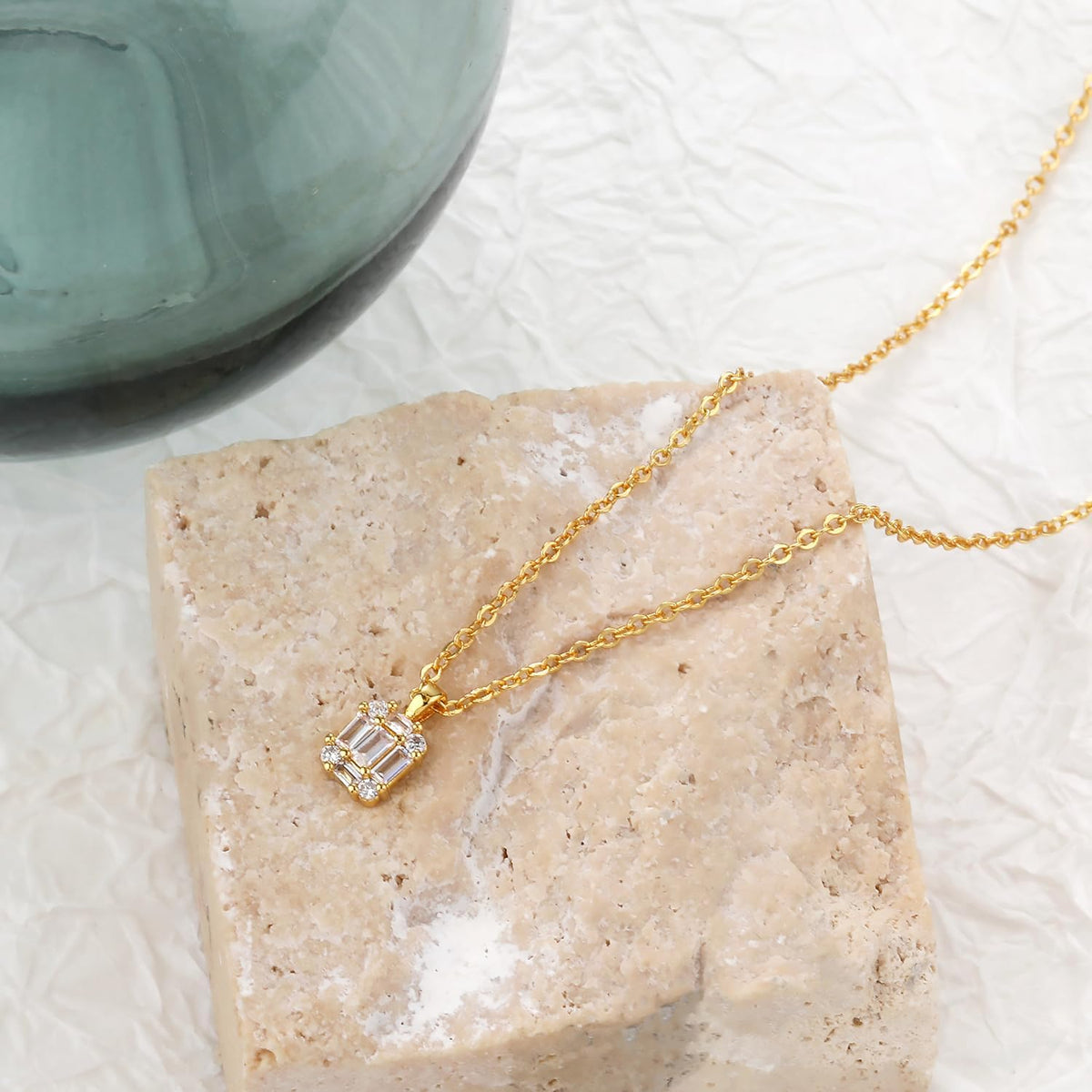 Tewiky Pendant Necklace for Women 14k Gold Plated Chain Choker Necklaces | Dainty Necklaces,Aesthetic Simple Necklace,Jewelry Gifts for Women