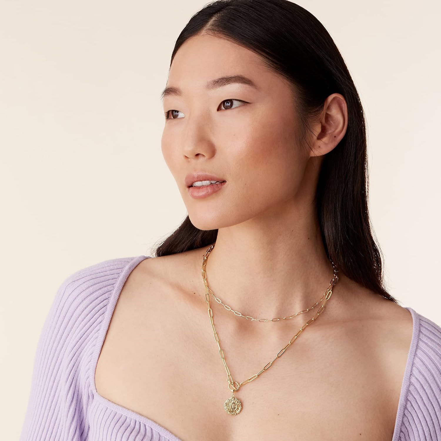 PAVOI 14K Gold Plated Celestial Pendant Layering Necklaces for Women | Engraved Celestial Pendants with Cubic Zirconia, Layering Chain Necklaces