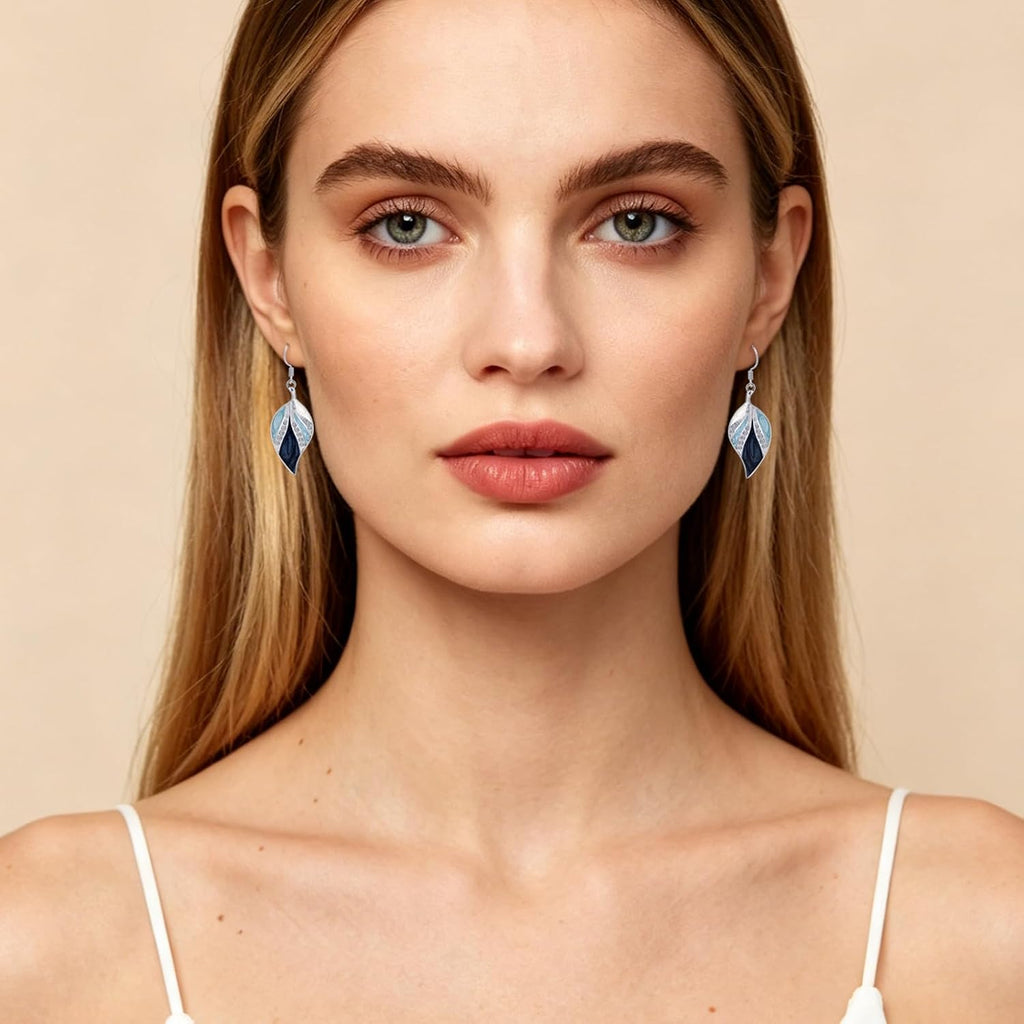 Leaf Dangle Earrings for Women Enamel Boho Teardrop Dangling Bohemian Tropical Earrings Plant Jewelry for Vacation