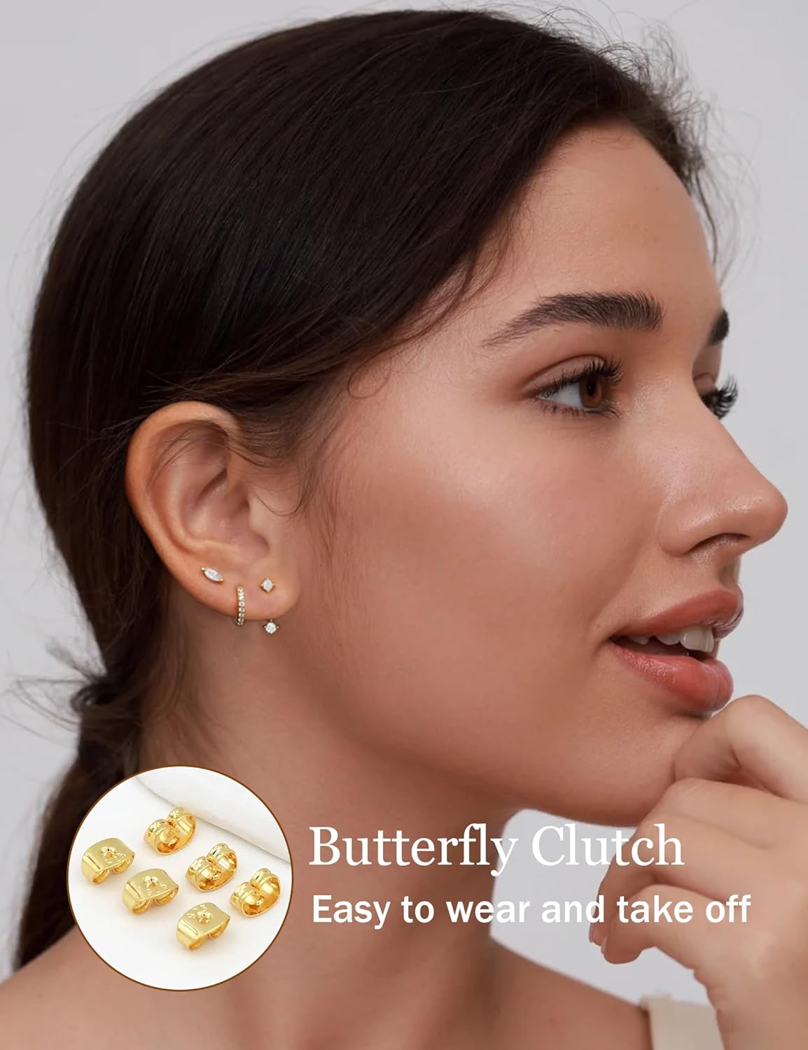 6 Pairs 14K Gold Plated Stud Earrings for Women, CZ Cartilage Stack Set | Hypoallergenic, Small Cartilage Earrings, Multiple Piercing, Dainty Stacks, Lightweight for Daily Wear, Jewelry Gift