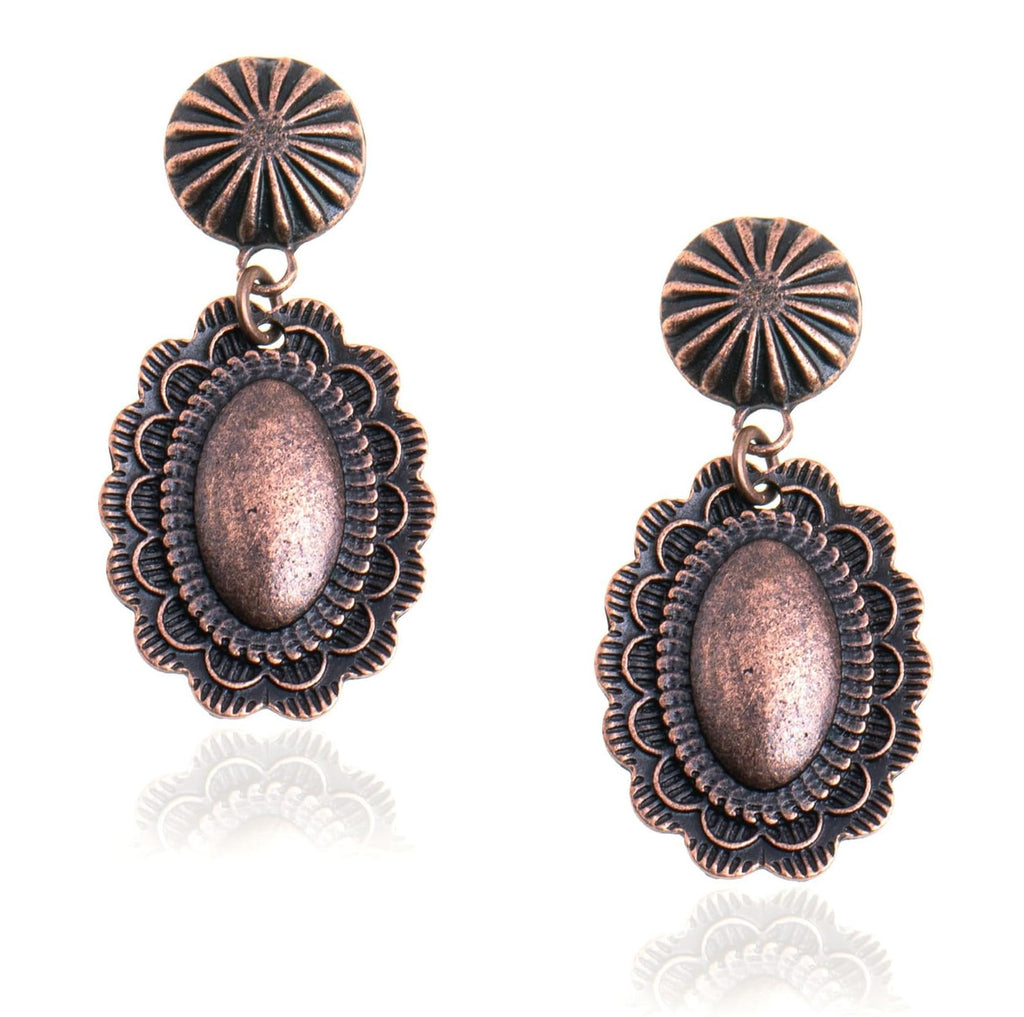 Montana West Rustic Couture's Western Concho Dangle Drop Earrings for Women | Vintage Cowgirl Country Western Statement Jewelry Drop Dangle Earrings for Country Concert Outfits Rodeo Gifts