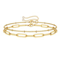 Dainty Gold Bracelets for Women, 14K Gold Plated Adjustable Layered Beads Bracelet Cute Evil Eye Oval Chain Pearl Bar Turtle Gold Bracelets for Women Jewelry